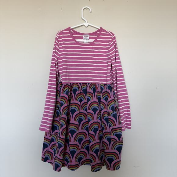 Hanna Andersson Dress Girls Size 10 Colorful Spring Striped Rainbow Pockets - Picture 1 of 6